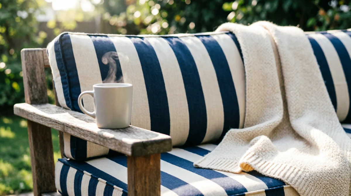 13 Summer Outdoor Decor Ideas That Feel Fresh and Inviting - Outdoor Living - Homedecortoday Outdoor sofa with plush quick-dry cushions and a draped throw on a sunny afternoon