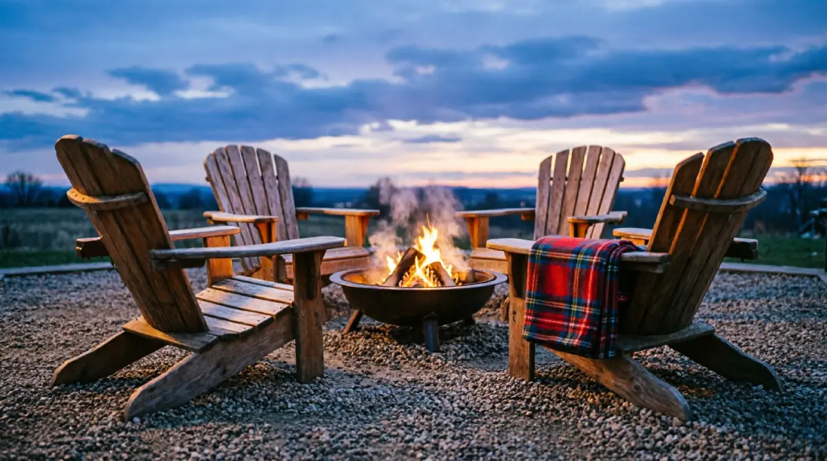 13 Summer Outdoor Decor Ideas That Feel Fresh and Inviting - Outdoor Living - Homedecortoday A cozy fire pit circle with chairs and blankets on a summer evening.