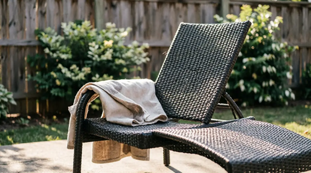 A comfortable deep-seated mesh chair that stays cool on a hot summer patio.