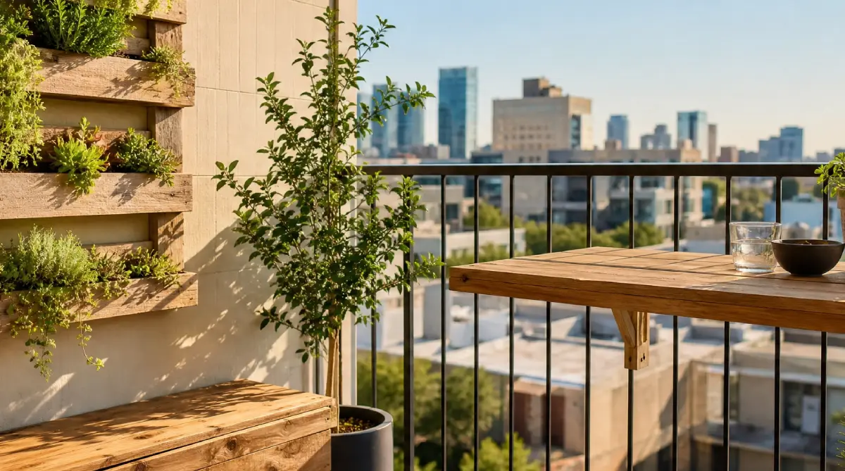 25 Budget DIY Furniture Ideas for Small Apartments in Texas - DIY Projects - Homedecortoday Small Texas apartment balcony with DIY cedar bench and vertical pallet garden