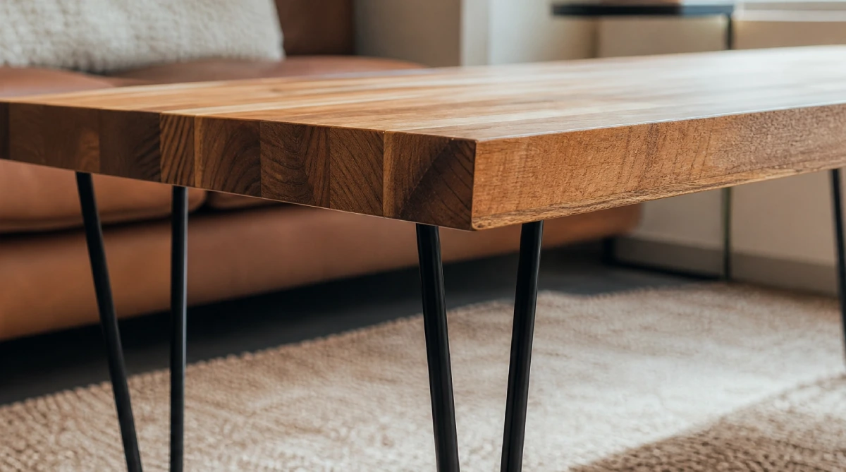 25 Budget DIY Furniture Ideas for Small Apartments in Texas - DIY Projects - Homedecortoday DIY hairpin leg coffee table with butcher block top in a small Texas apartment living room
