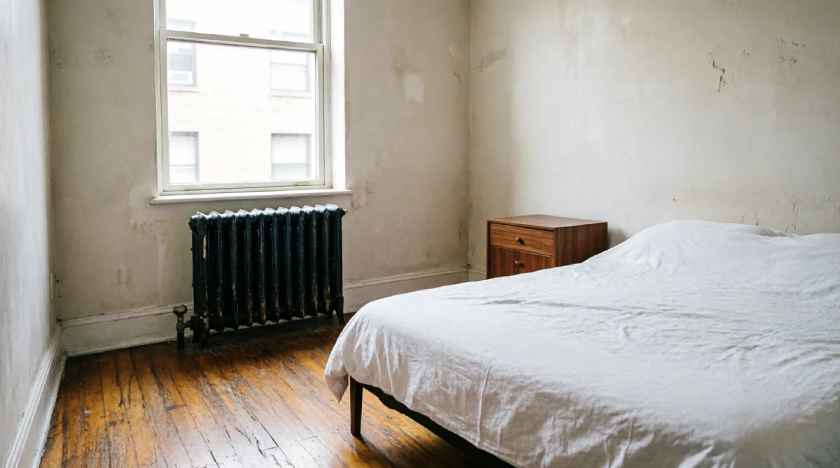 Easy DIY Home Decor Ideas for Bedroom in New York - DIY Projects - Homedecortoday Small pre-war New York City bedroom with white plaster walls, hardwood floors, and cast-iron radiator under window.