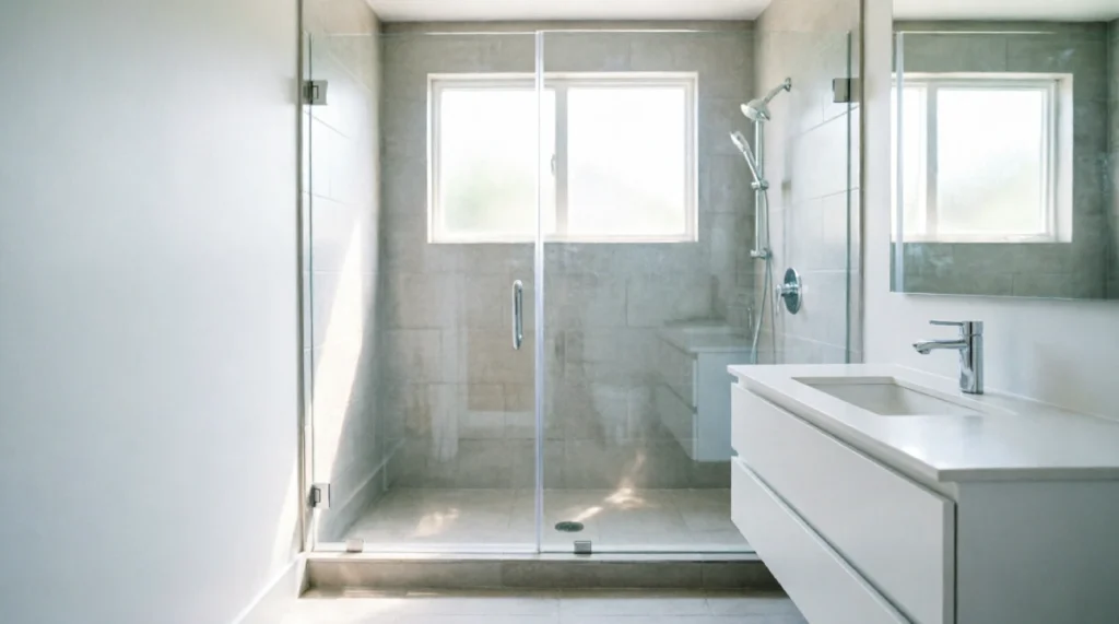 Bathroom Remodel Ideas for Small Homes in Florida (That Actually Work) - Remodeling - Homedecortoday Small Florida bathroom remodel with walk-in shower, floating vanity, and large-format porcelain tile