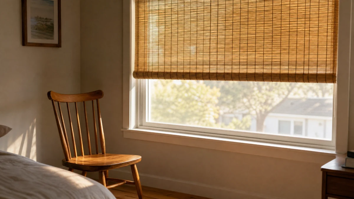 13 Summer Bedroom Decor Ideas That Feel Light and Relaxing - Bedroom - Homedecortoday Light bamboo shade filtering sunlight in a summer bedroom window