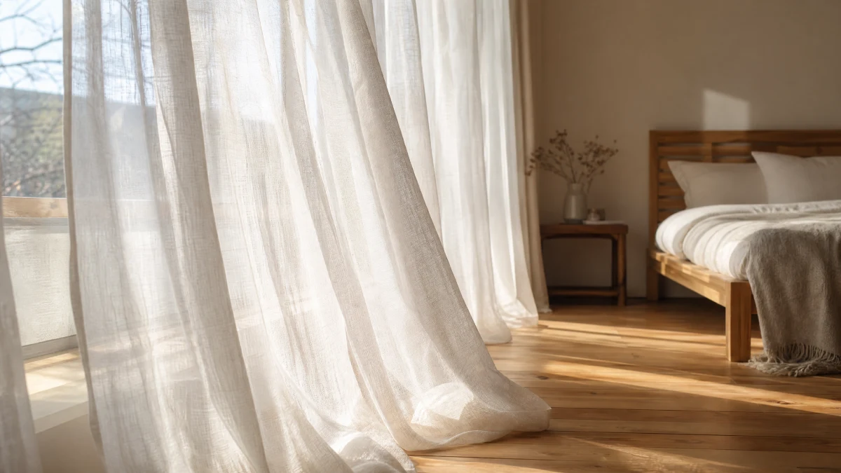 13 Summer Bedroom Decor Ideas That Feel Light and Relaxing - Bedroom - Homedecortoday Sheer white curtains at a bedroom window letting in diffused summer light
