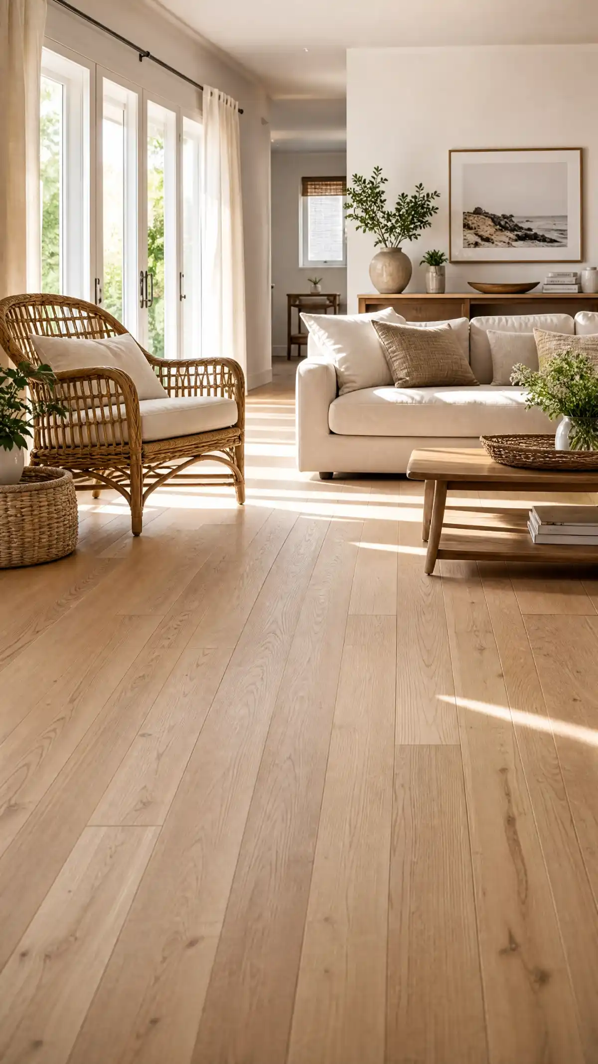 13 Summer Living Room Decor Ideas That Feel Fresh and Bright - Living Room - Homedecortoday Bright summer living room with bare hardwood floors and natural light