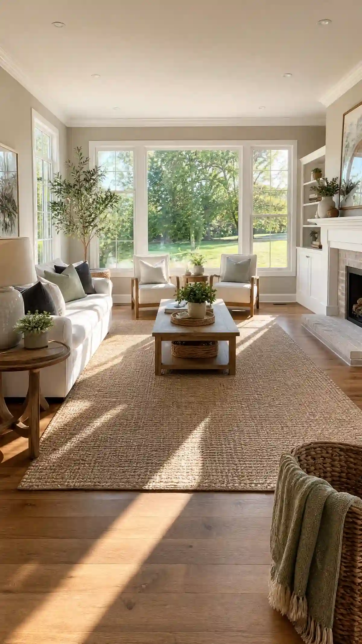 13 Summer Living Room Decor Ideas That Feel Fresh and Bright - Living Room - Homedecortoday Summer living room furniture arranged toward windows for an open feel